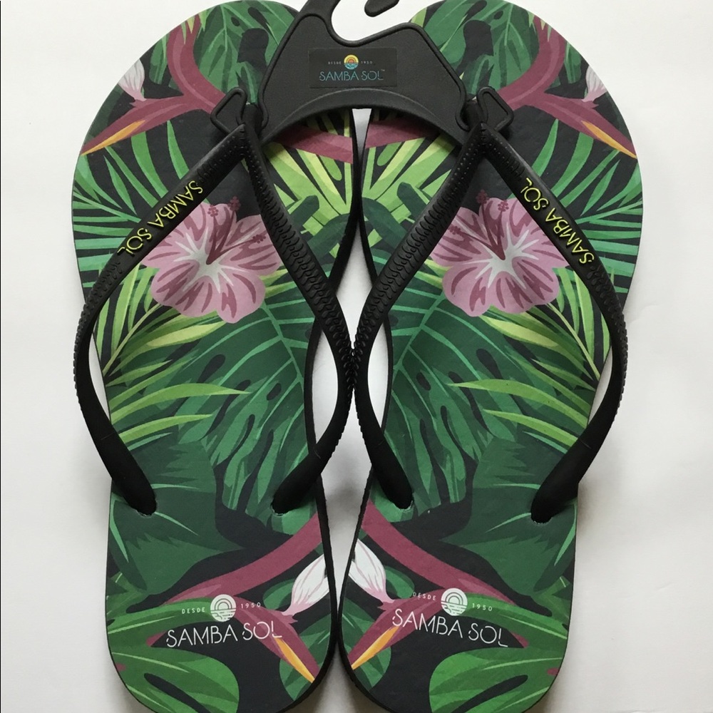 Samba Sol Tropical Flip Flops, NEW!